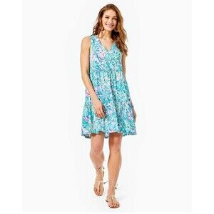Lilly Pulitzer Lorina Dress Cabana Cocktail Blue Ibiza Large